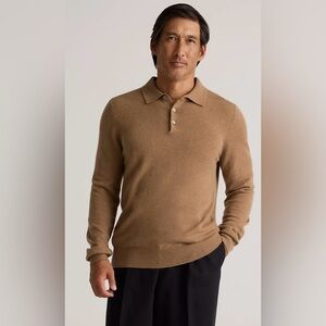 Quince Mongolian Cashmere Polo Sweater (Teak)